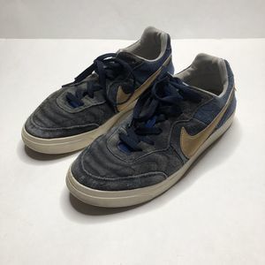 Nike Men Tiempo Trainer Navy Blue and Gold Canvas Sneakers Mens Size 8